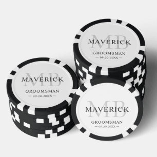 Groomsmen Gifts - Monogram Wedding Favours Best Ma Poker Chips
