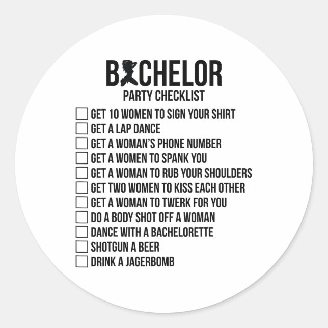 Groomsmen Groom Squat Men Bachelor Supplies Party  Classic Round Sticker (Front)