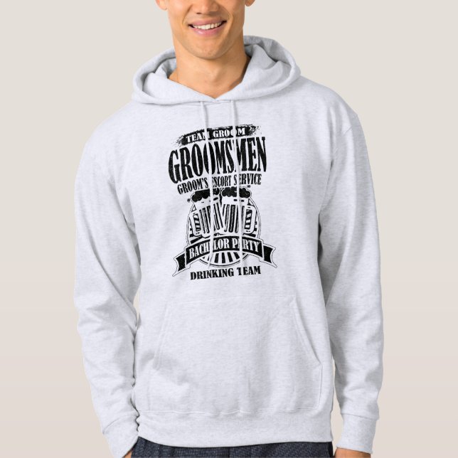 Groomsmen Groom's Escort Service Bachelor Party Hoodie (Front)