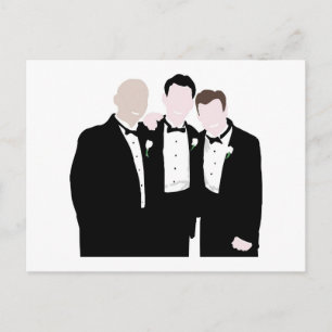 Groomsmen in Black Tie Pose for a Picture Postcard