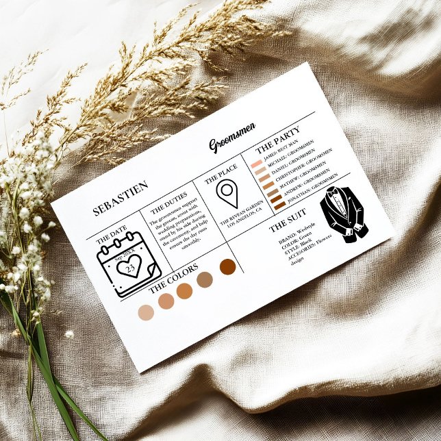 Groomsmen  info card bridal proposal Card (Creator Uploaded)