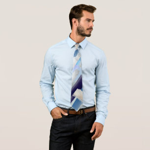 Groomsmen Modern Colour Block Dusty Navy Silver Tie