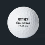 Groomsmen Modern Typography Wedding Favour Golf Balls<br><div class="desc">For the groom who loves to golf!  These golf balls are the perfect favour or gift for the golfer groomsmen in your wedding,  either for your bachelor party or for your wedding day.  Personalise each golf ball with the name of each groomsman and date of your choice.</div>