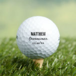 Groomsmen Modern Typography Wedding Favours Golf Balls<br><div class="desc">For the groom who loves to golf!  These golf balls are the perfect favours for the golfer groomsmen in your wedding,  either for your bachelor party or for your wedding day.  Personalise each golf ball with the name of each groomsman and date of your choice.</div>