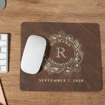 Groomsmen Mouse Pad<br><div class="desc">Add a touch of vintage elegance to their workspace with our Golden Wood Monogrammed Mouse Pad for Groomsmen. Personalised with their name, initial, and your special date, this elegant mouse pad exudes sophistication. Crafted with timeless style and practicality, it's the perfect gift to commemorate your wedding day and enhance their...</div>