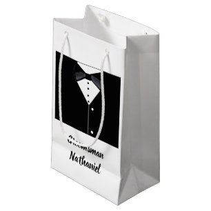 Groomsmen Personalised Black Tuxedo Small Gift Bag
