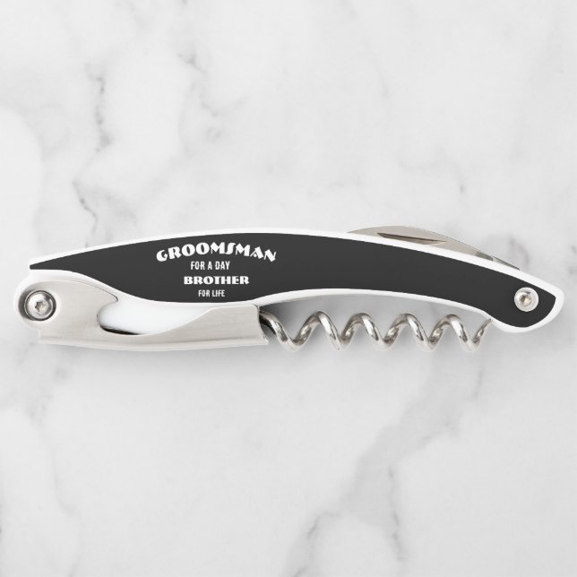 Groomsmen Proposal Glass, groomsman for a day  Corkscrew (Front)