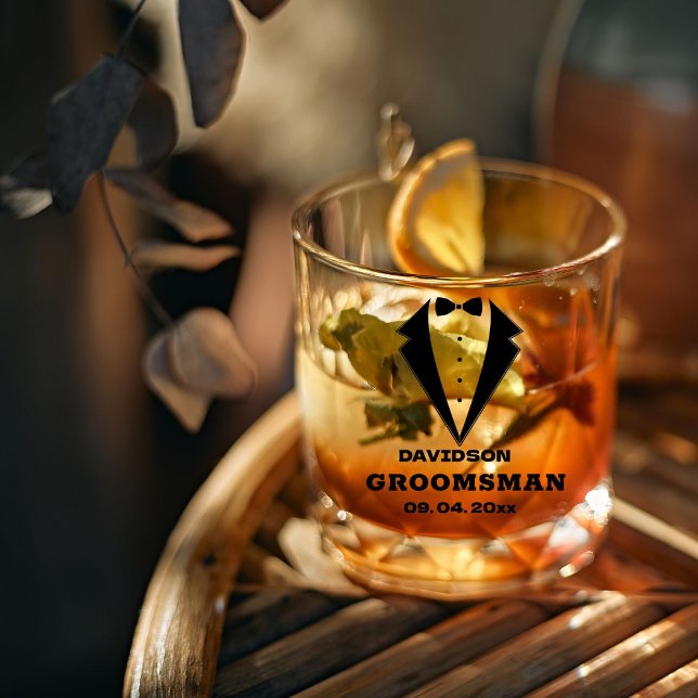 Groomsmen Proposal Glass, Team Groom Personalised  Whiskey Glass (Creator Uploaded)