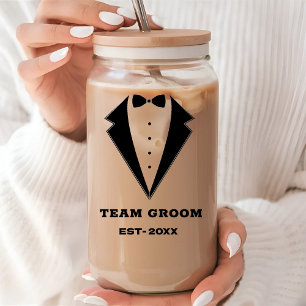 Groomsmen Proposal Glass, Team Groom Personalized  Can Glass