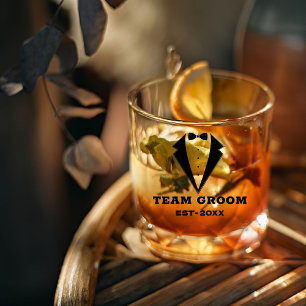 Groomsmen Proposal Glass, Team Groom Personalized Whiskey Glass