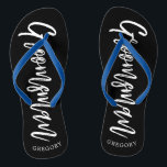 Groomsmen | Script Style Custom Wedding Jandals<br><div class="desc">A little something for your ultra special Groomsmen. Have them happy to stand by your side on your special day of matrimony with this unique set of personalised flip-flops. It features the words "groomsmen" in an elegant script style text. Underneath this towards the heel is a spot for a custom...</div>