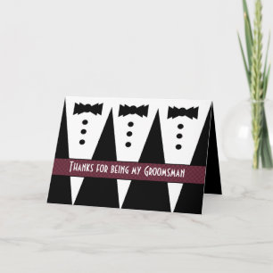 GROOMSMEN Thank You - Three Tuxedos - Customizable Card