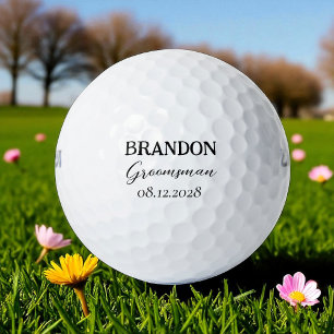 Groomsmen Wedding Typography Modern Golf Balls