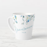 Groomswoman Gift Blue Watercolor Orchid Mug<br><div class="desc">Add tropical island style to your custom wedding gifts.Elegant floral mug features my original hand painted watercolor orchid in shades of blue, green and yellow. The word "Groomswoman" are set in hand lettered script typography. Personalise with your wedding date. Watercolor Artwork by artist Victoria Rigali. To see more designs, visit...</div>