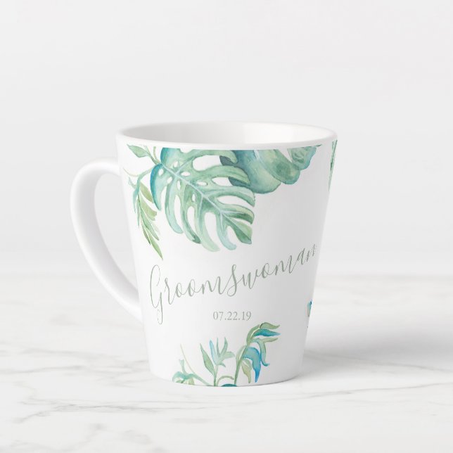 Groomswoman Gift Watercolor Sea Turtle Mug (Left Angle)