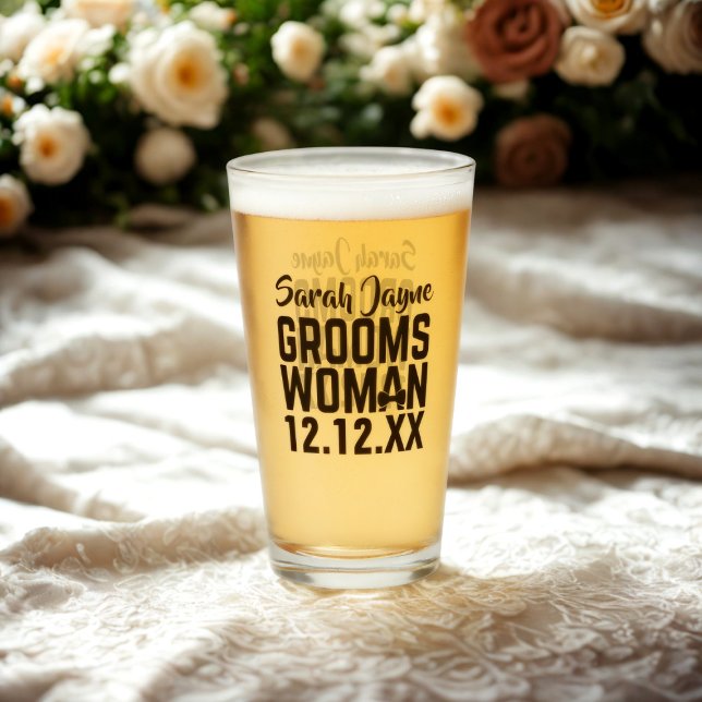 Groomswoman Name Keepsake Wedding Favour Glass (For the Groomswoman in your wedding party. Just add her name and your wedding date)