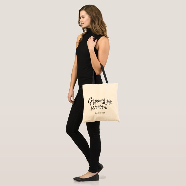 GroomsWoman | Script writing Wedding Tote Bag (Front (Model))