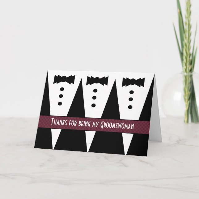 Groomswoman Thank You - Three Tuxedos Card (Front)