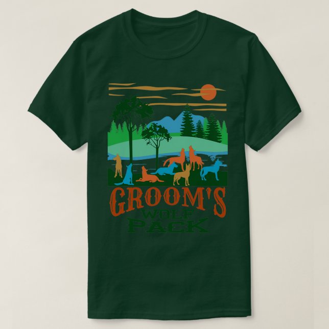 Groomx27s Wolf Pack Wedding T-Shirt (Design Front)