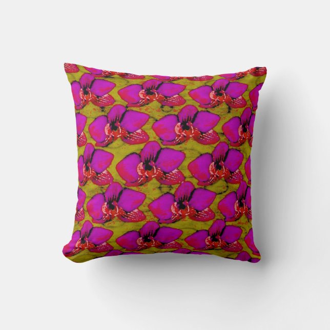 Grooovy Magenta Floral Design Cushion (Front)