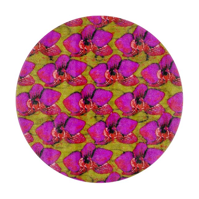 Grooovy Magenta Floral Design Cutting Board (Front)