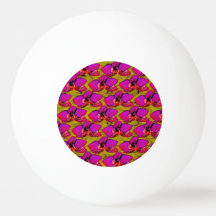 Grooovy Magenta Floral Design Ping Pong Ball