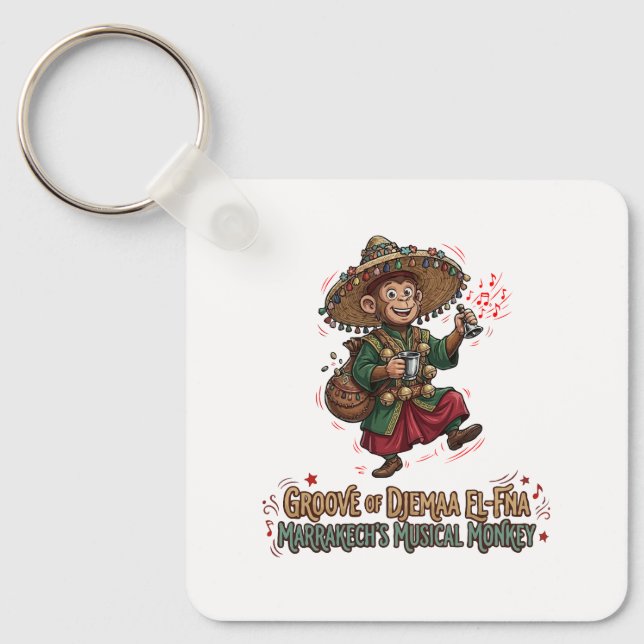 Groove of Djemaa El-Fna Marrakech Musical Monkey  Key Ring (Front)
