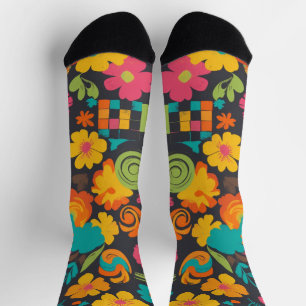 Groove Waves 70s Psychedelic Line Pattern Socks