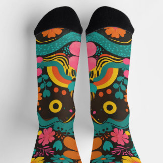 Groove Waves 70s Psychedelic Line Pattern Socks