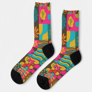 Groove Waves 70s Psychedelic Line Pattern Socks