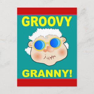 Groovey Granny Cartoon Postcard