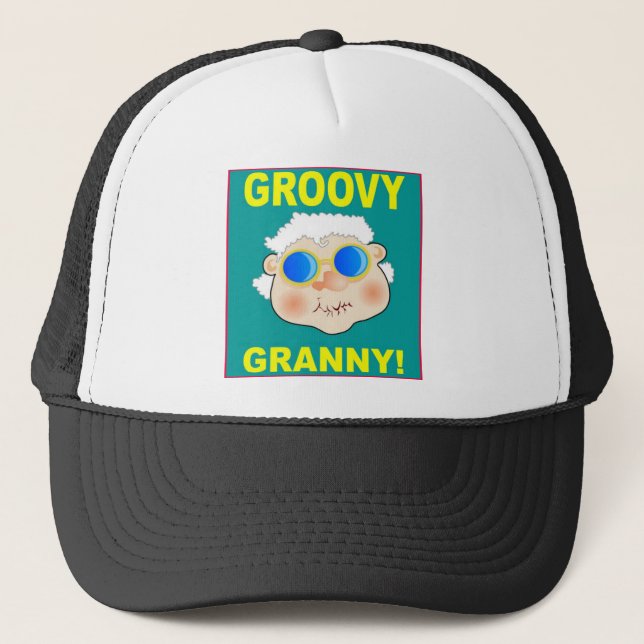 Groovey Granny Cartoon Trucker Hat (Front)