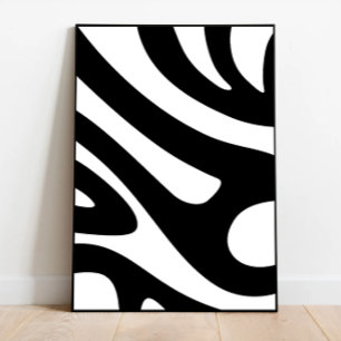 Groovey White and Black Art, Zebra Inspired Art Poster