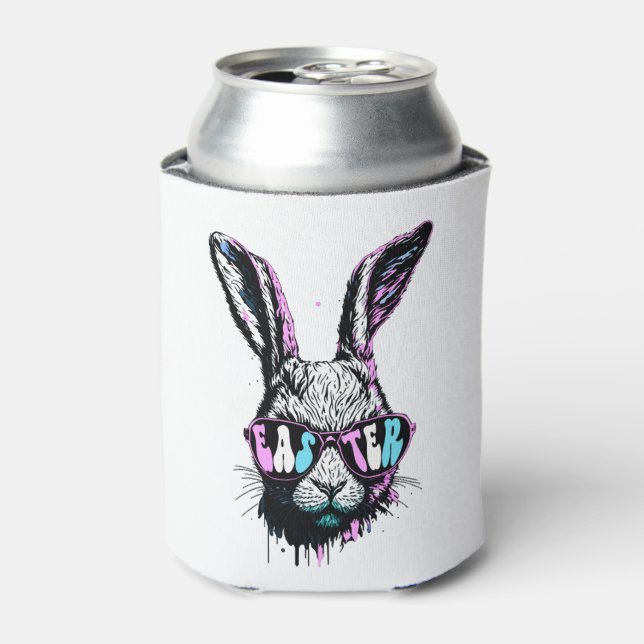 Groovi Rabbit Bunny Face With Sunglasses Easter Can Cooler (Can Front)