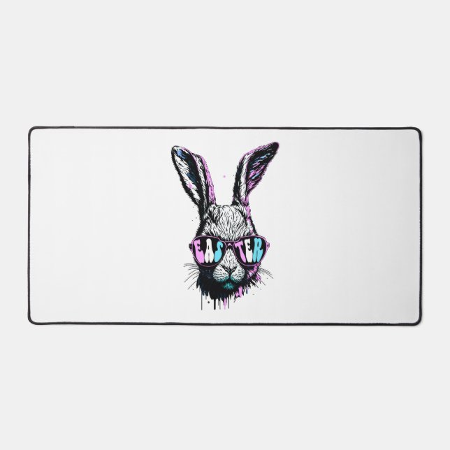 Groovi Rabbit Bunny Face With Sunglasses Easter Desk Mat (Front)