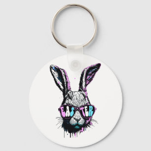 Groovi Rabbit Bunny Face With Sunglasses Easter Key Ring