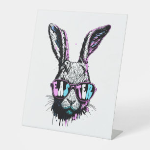 Groovi Rabbit Bunny Face With Sunglasses Easter Pedestal Sign