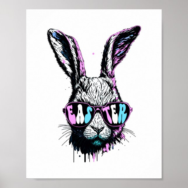 Groovi Rabbit Bunny Face With Sunglasses Easter Poster (Front)