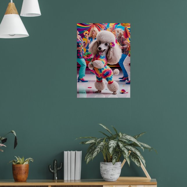 Groovie Hippie 60s Poodle Dancing in the Disco Poster (Living Room 1)