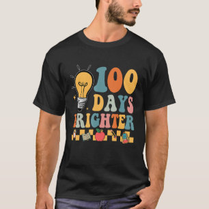 Groovy 100 Days Brighter Hippie Teacher 100th Day T-Shirt