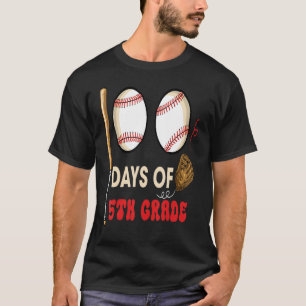 Groovy 100 Days Of 5th Grade Baseball Kids Boys Ki T-Shirt