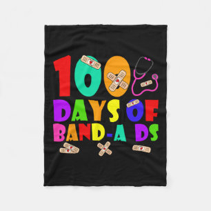 Groovy 100 Days Of Band-aids School Nurse 100 Days Fleece Blanket