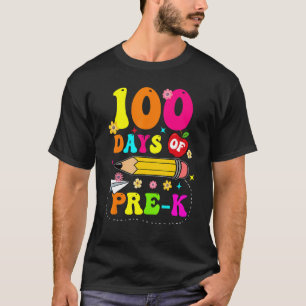 Groovy 100 Days Of Pre-K Kids Teacher 100th Day T-Shirt