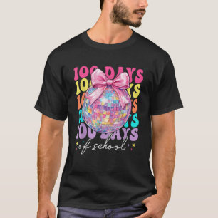 Groovy 100 Days of School Disco Coquette Bow Teach T-Shirt