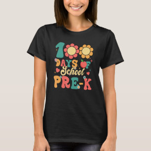 Groovy 100 Days Of School Pre K Teacher Student T-Shirt