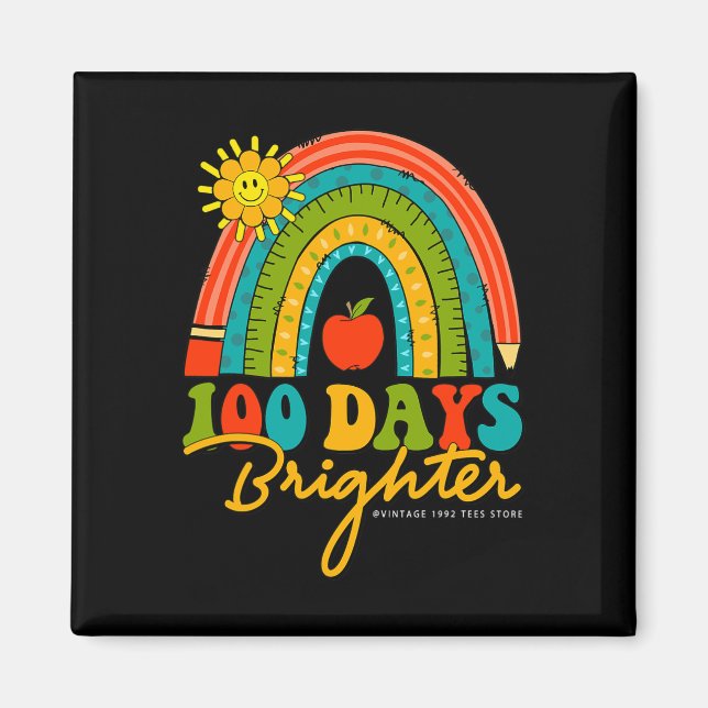 Groovy 100 Days Of School Rainbow 100 Days Brighte Magnet (Front)