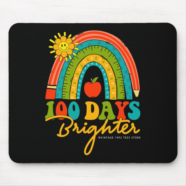 Groovy 100 Days Of School Rainbow 100 Days Brighte Mouse Pad (Front)