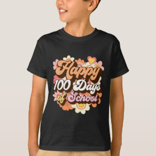 Groovy 100 Days Of School Teacher Kids Retro Happy T-Shirt