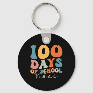 Groovy 100 Days Of School Vibes Teacher Girls Boys Key Ring