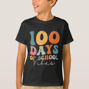 Groovy 100 Days Of School Vibes Teacher Girls Boys T-Shirt
